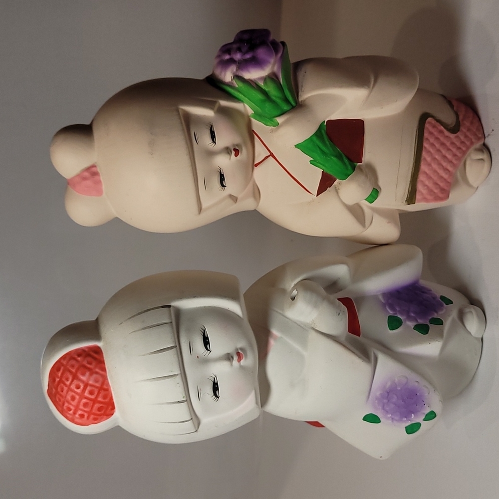 Hakata clay doll Geisha in kimono status  7"